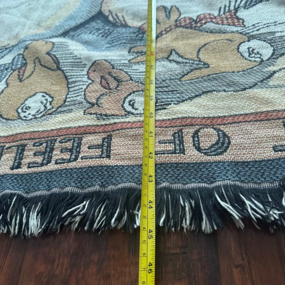 Vintage Christmas Snowman Tapestry Throw Blanket Susan Winget 46x65 Cotton USA